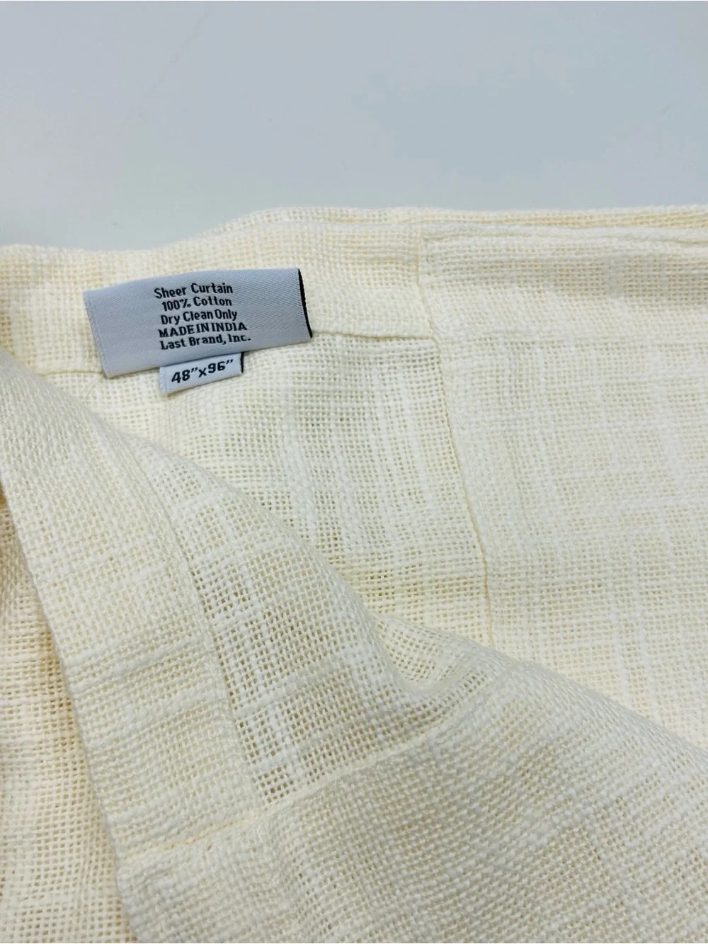 NWT QUINCE Set Of 2 48x96 Cotton Sheer Curtains Ivory 9710
